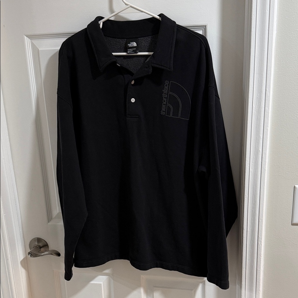 The North Face Women’s Black Long-Sleeve Polo with Tonal Logo